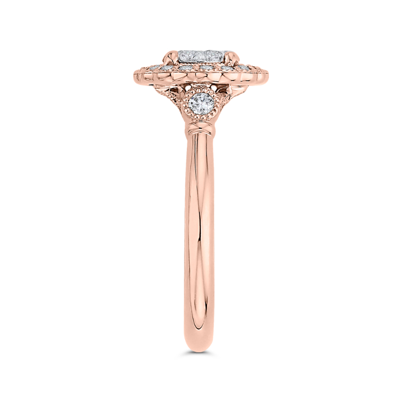 Round Diamond Halo Engagement Ring in 14K Two Tone Gold
