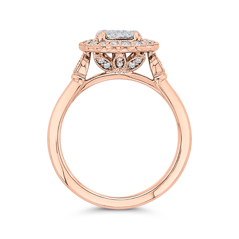Round Diamond Halo Engagement Ring in 14K Two Tone Gold