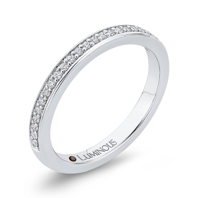 Round Diamond Half-Eternity Wedding Band in 14K White Gold