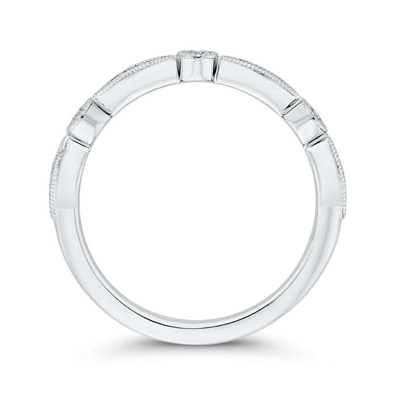 Round Diamond Wedding Band in 14K White Gold