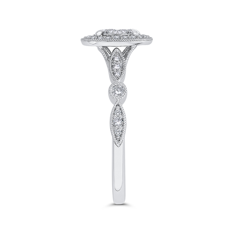 Round Diamond Halo Engagement Ring in 14K White Gold