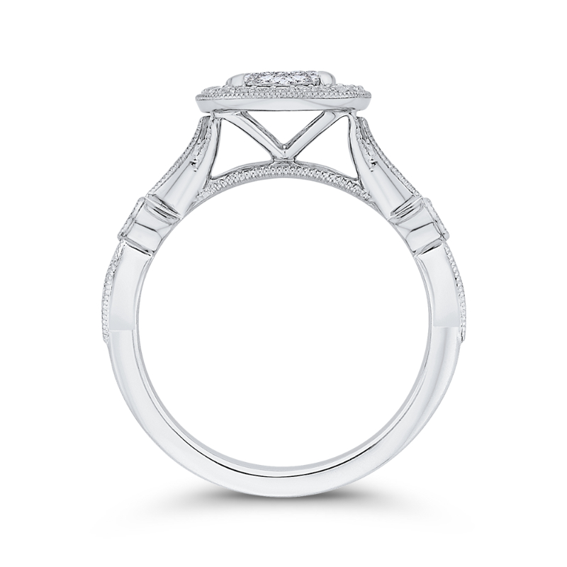 Round Diamond Halo Engagement Ring in 14K White Gold