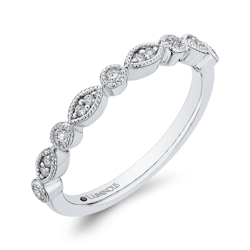 Round Diamond Half-Eternity Wedding Band in 14K White Gold