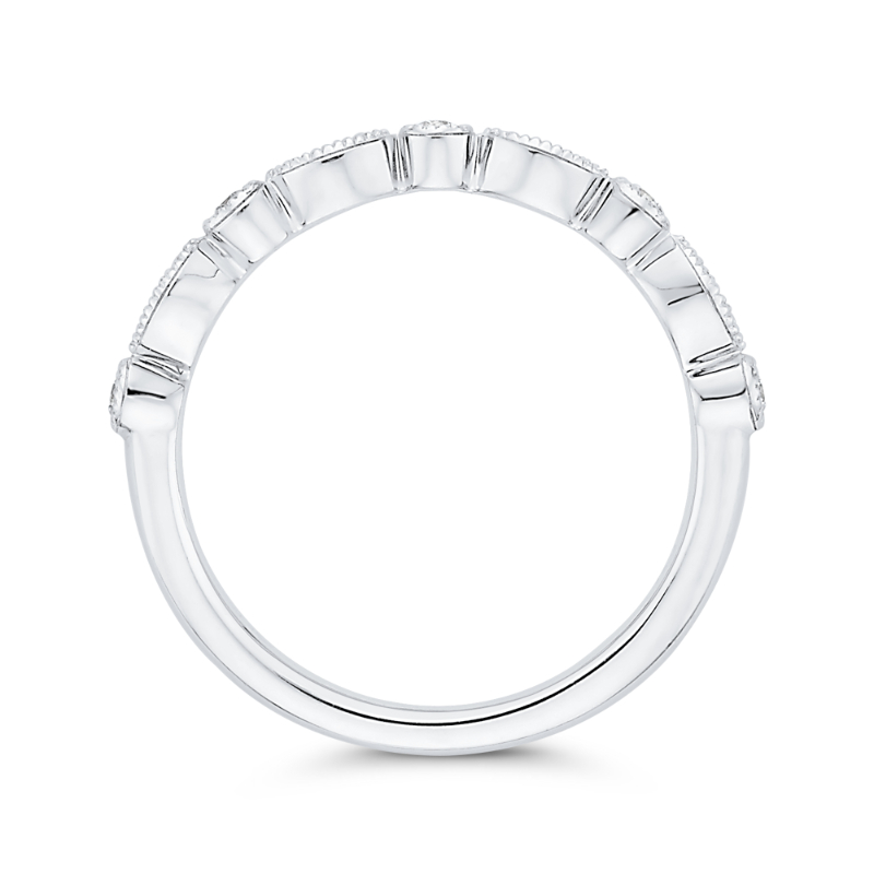 Round Diamond Half-Eternity Wedding Band in 14K White Gold