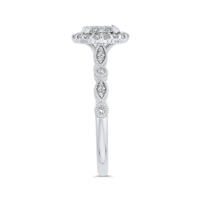Round Diamond Halo Engagement Ring in 14K White Gold