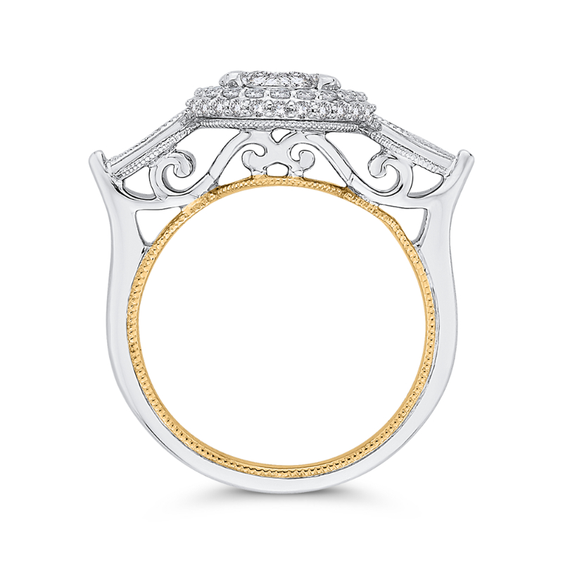 Round Diamond Halo Engagement Ring in 14K Two Tone Gold