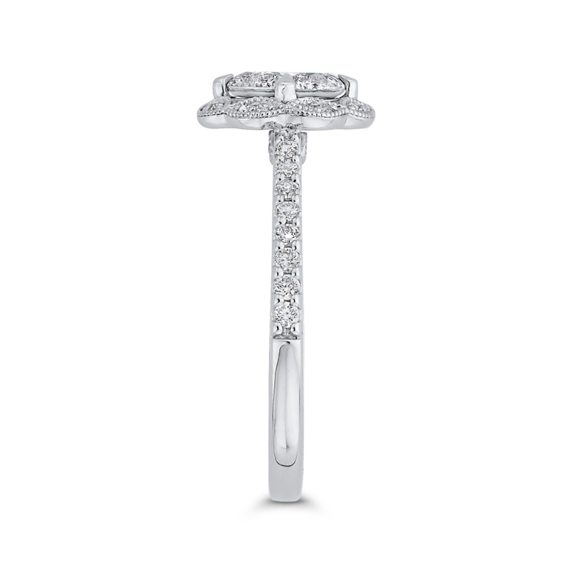 Diamond Flower Engagement Ring in 14K White Gold