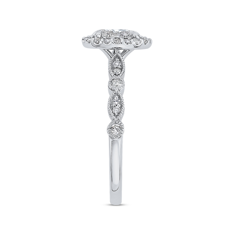 Diamond Halo Engagement Ring in 14K White Gold