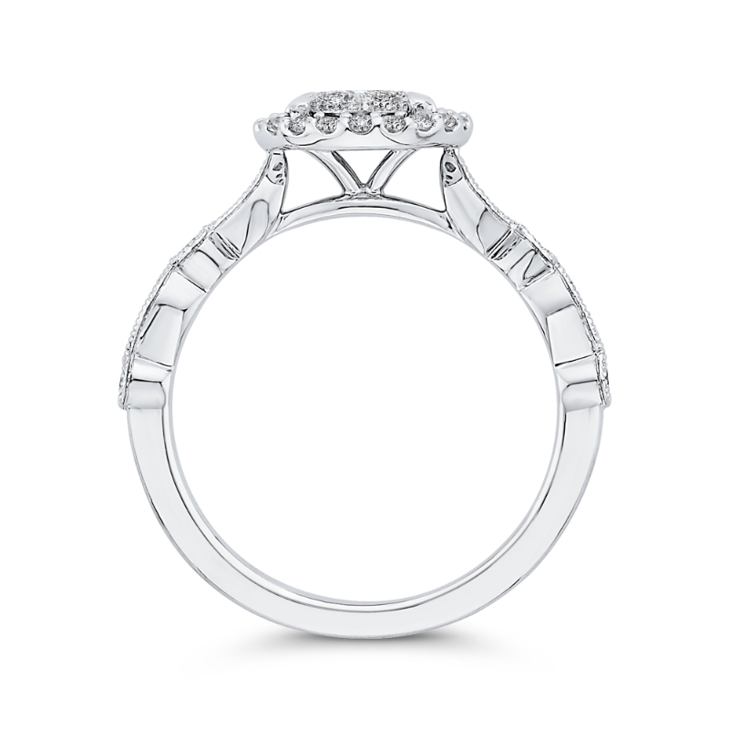 Diamond Halo Engagement Ring in 14K White Gold