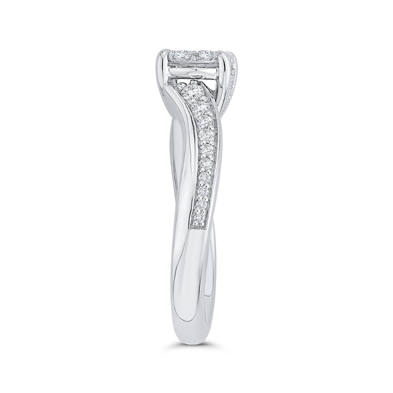 Diamond Bypass Engagement Ring in 14K White Gold