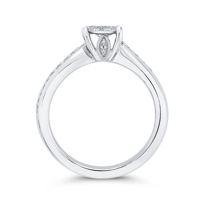 Diamond Bypass Engagement Ring in 14K White Gold