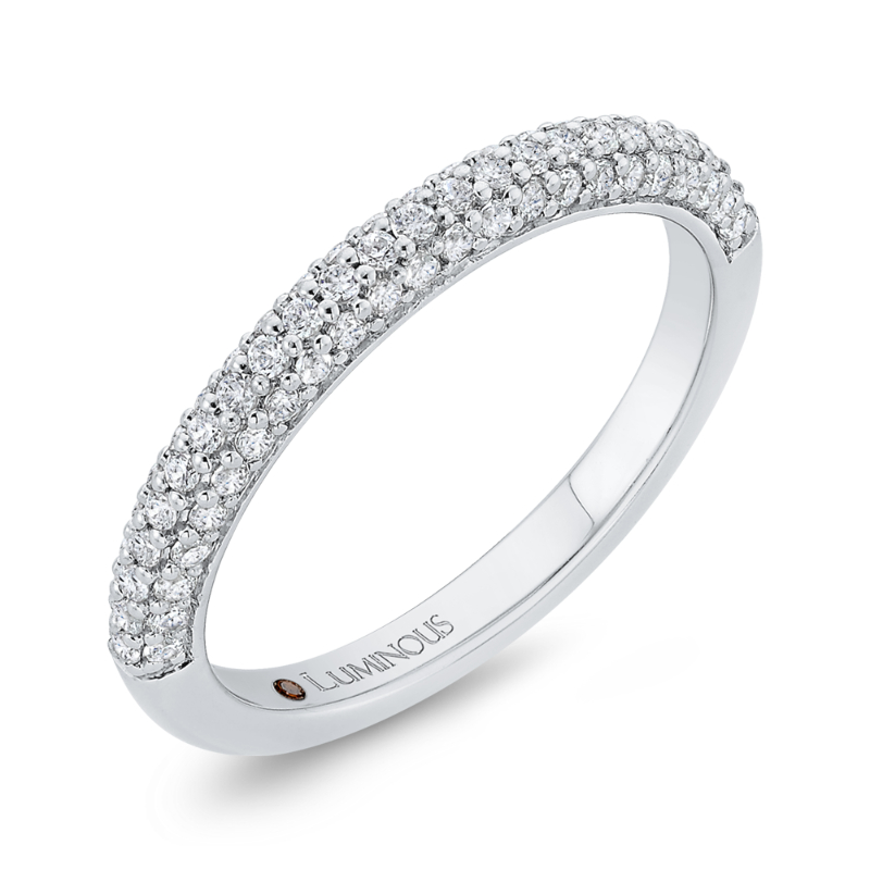 Round Diamond Half-Eternity Wedding Band in 14K White Gold