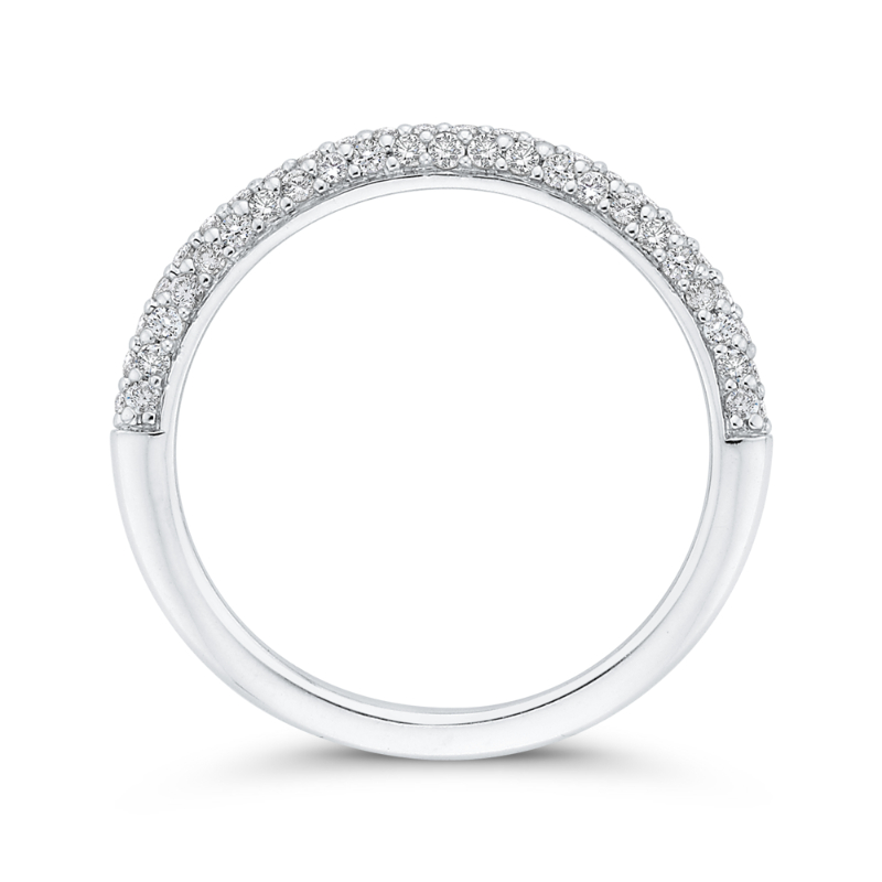 Round Diamond Half-Eternity Wedding Band in 14K White Gold
