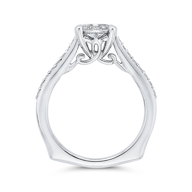 Round Diamond Engagement Ring in 14K White Gold