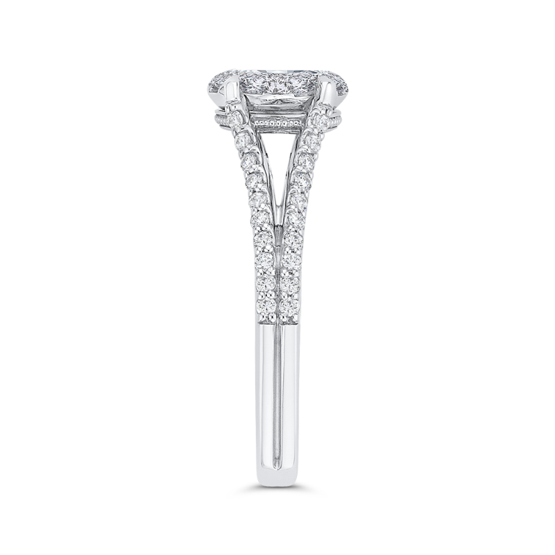 Split Shank Round Diamond Engagement Ring in 14K White Gold