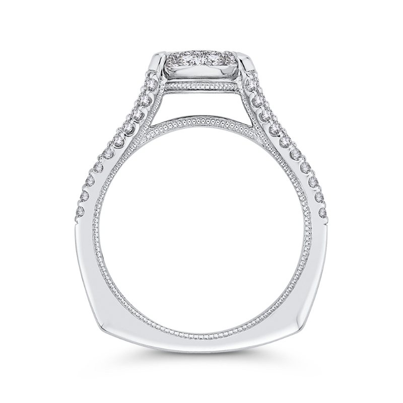 Split Shank Round Diamond Engagement Ring in 14K White Gold
