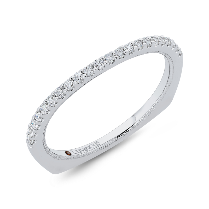 Euro Shank Round Diamond Half-Eternity Wedding Band in 14K White Gold