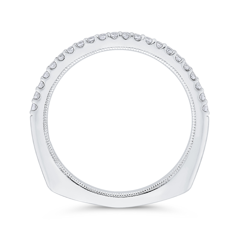 Euro Shank Round Diamond Half-Eternity Wedding Band in 14K White Gold