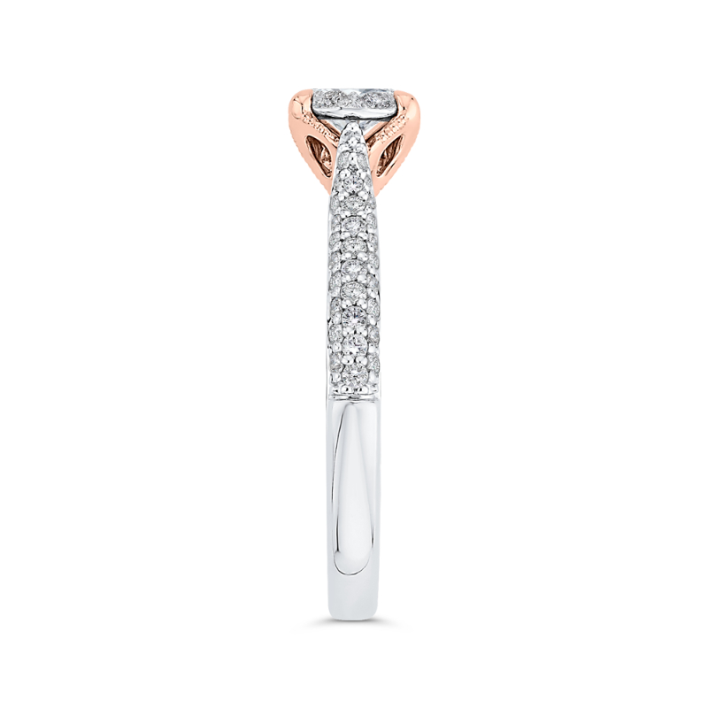 Round Diamond Engagement Ring in 14K Two Tone Gold