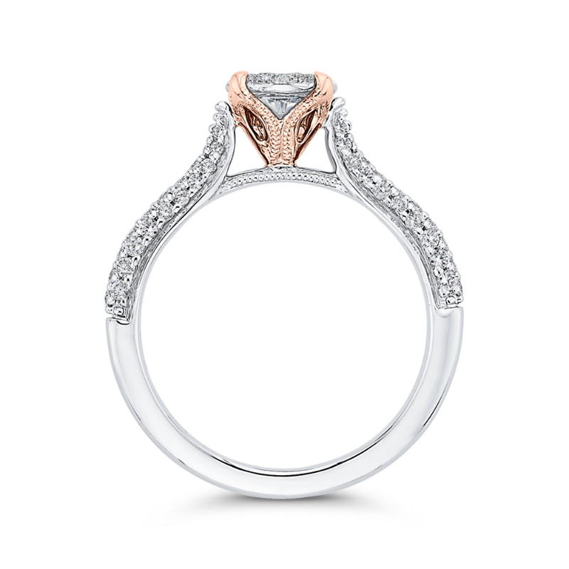 Round Diamond Engagement Ring in 14K Two Tone Gold
