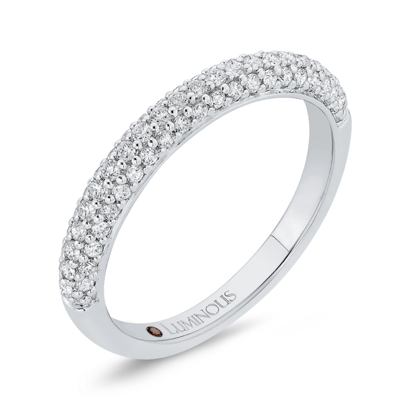Round Diamond Half-Eternity Wedding Band in 14K White Gold