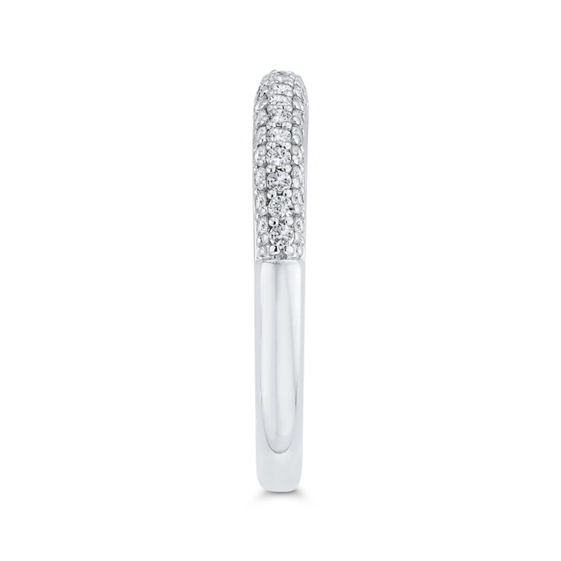 Round Diamond Half-Eternity Wedding Band in 14K White Gold
