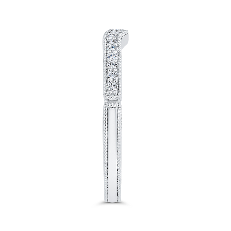 Round Half-Eternity Diamond Contour Wedding Band in 14K White Gold