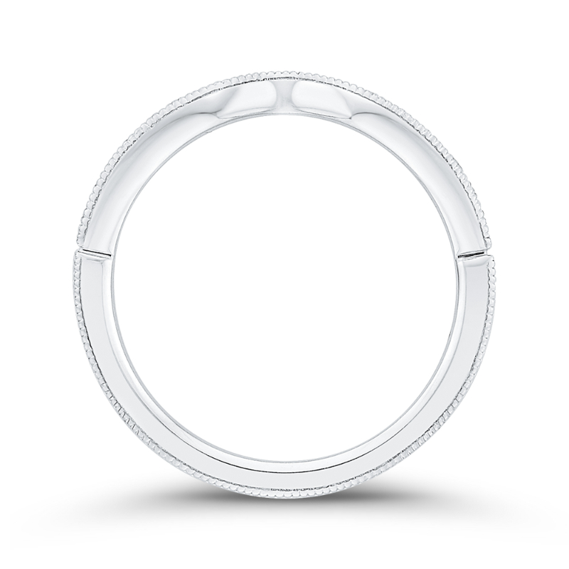 Round Half-Eternity Diamond Contour Wedding Band in 14K White Gold