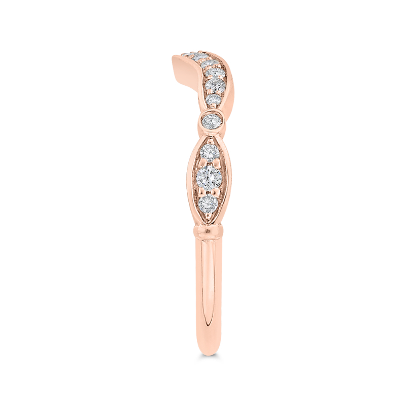 Round Diamond Contour Wedding Band in 14K Rose Gold