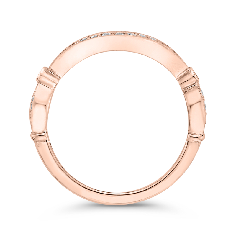 Round Diamond Contour Wedding Band in 14K Rose Gold