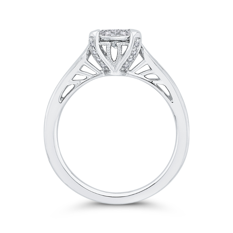 Round Diamond Engagement Ring in 14K White Gold