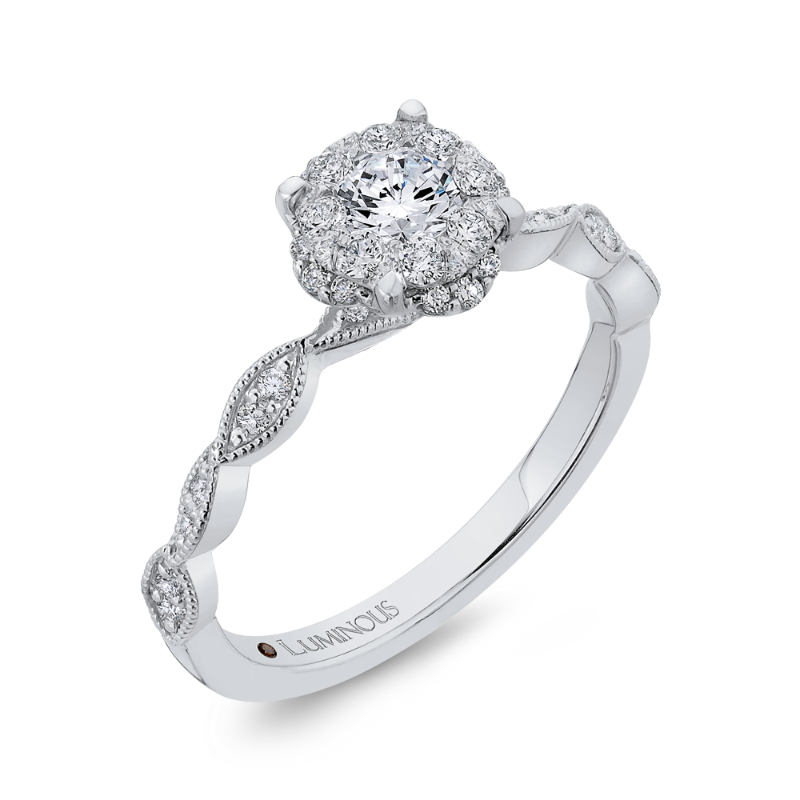 Round Diamond Engagement Ring in 14K White Gold