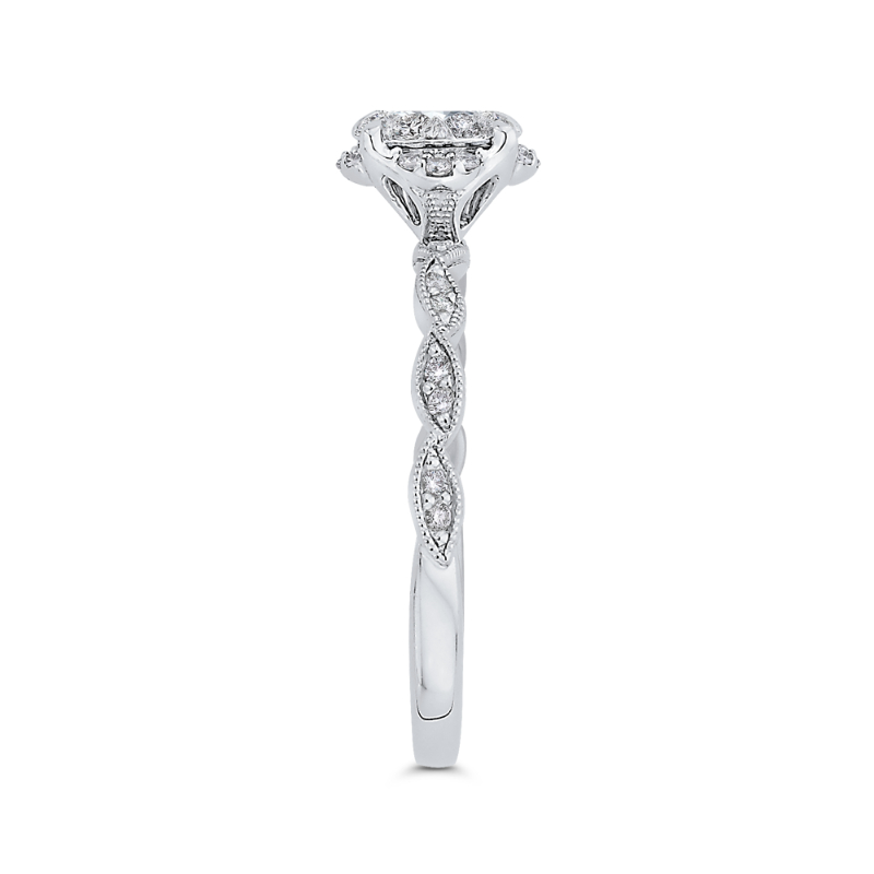 Round Diamond Engagement Ring in 14K White Gold