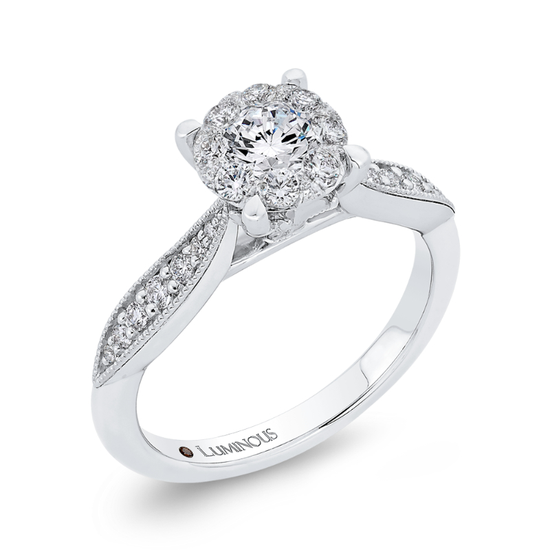Round Diamond Engagement Ring in 14K White Gold
