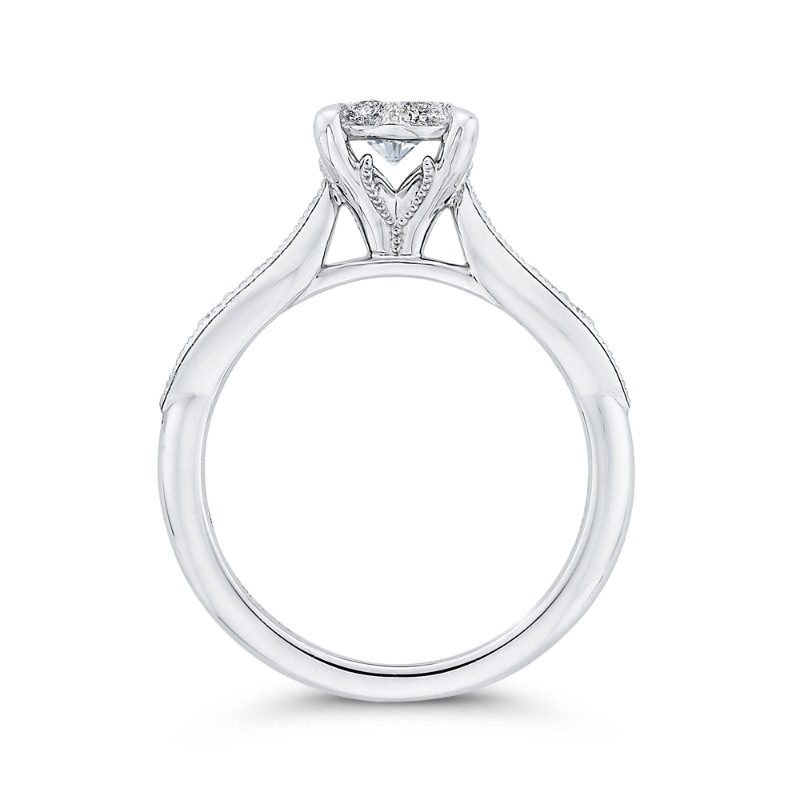 Round Diamond Engagement Ring in 14K White Gold