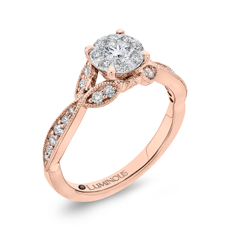 Round Diamond Engagement Ring in 14K Two Tone Gold