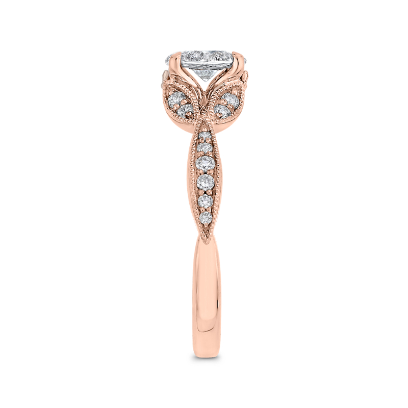 Round Diamond Engagement Ring in 14K Two Tone Gold