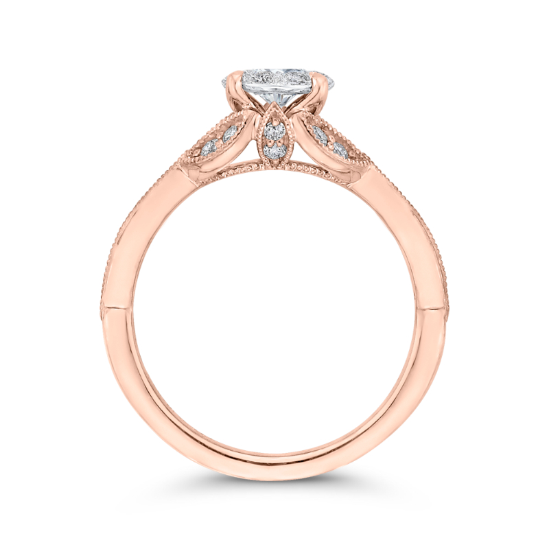 Round Diamond Engagement Ring in 14K Two Tone Gold