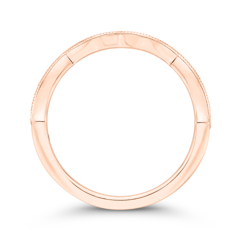 Round Half-Eternity Diamond Contour Wedding Band in 14K Rose Gold