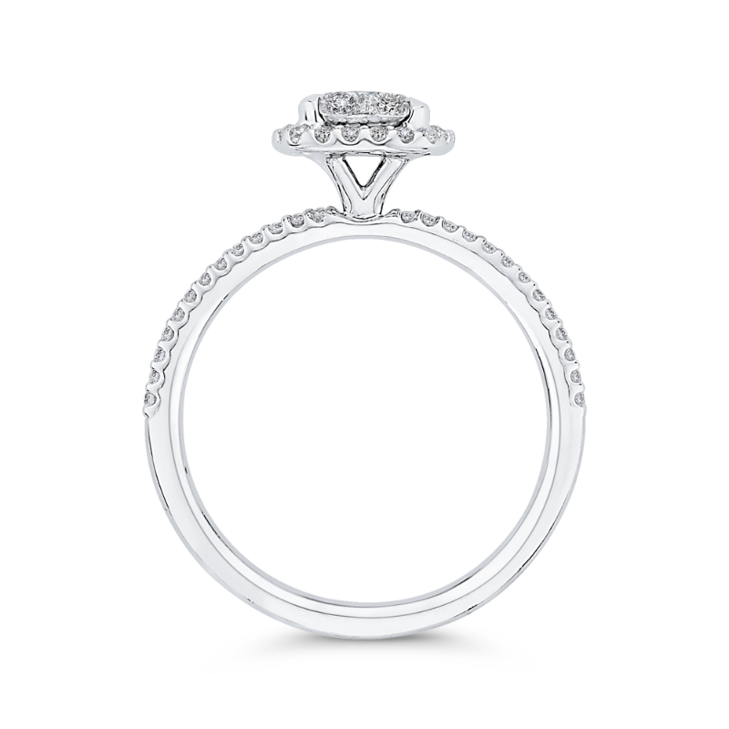 Round Diamond Halo Engagement Ring in 14K White Gold