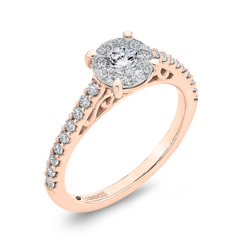 Round Diamond Engagement Ring in 14K Two Tone Gold