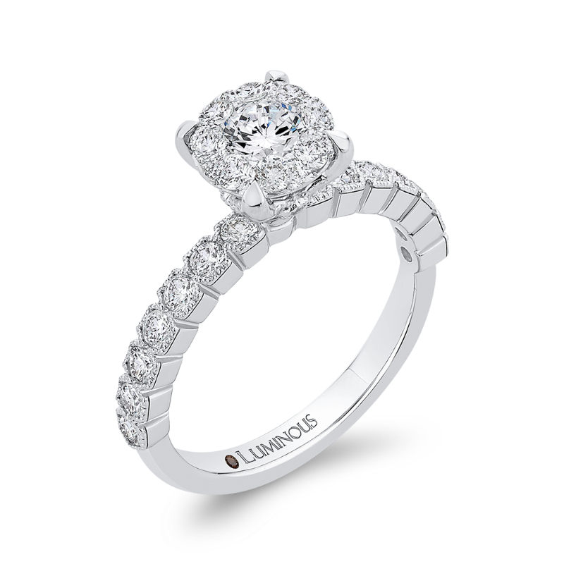 Round Diamond Engagement Ring in 14K White Gold