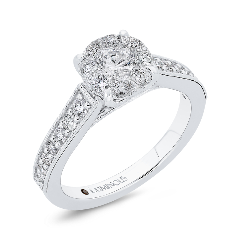 Round Diamond Engagement Ring in 14K White Gold