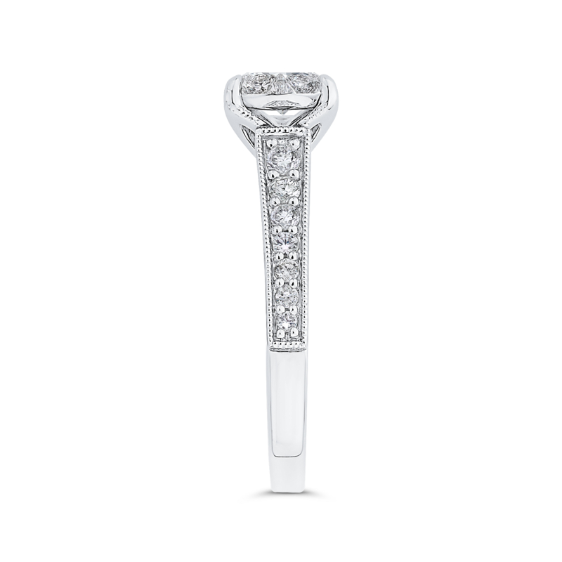 Round Diamond Engagement Ring in 14K White Gold