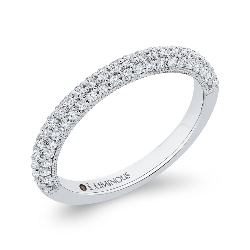Round Diamond Half-Eternity Wedding Band in 14K White Gold