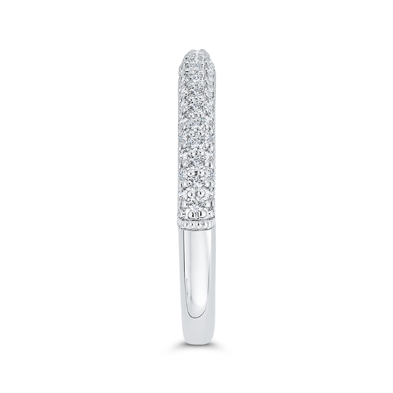 Round Diamond Half-Eternity Wedding Band in 14K White Gold