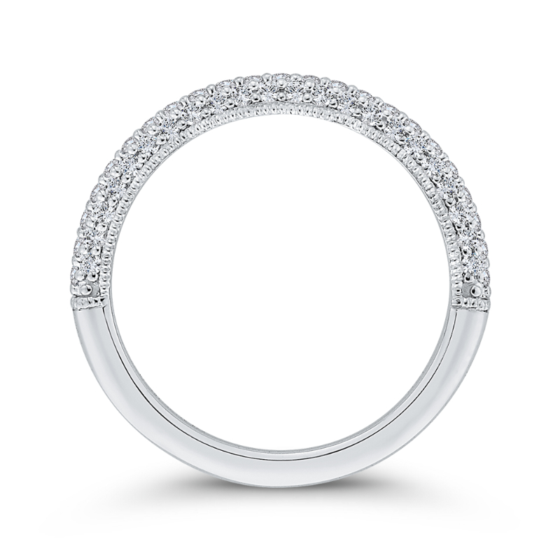 Round Diamond Half-Eternity Wedding Band in 14K White Gold