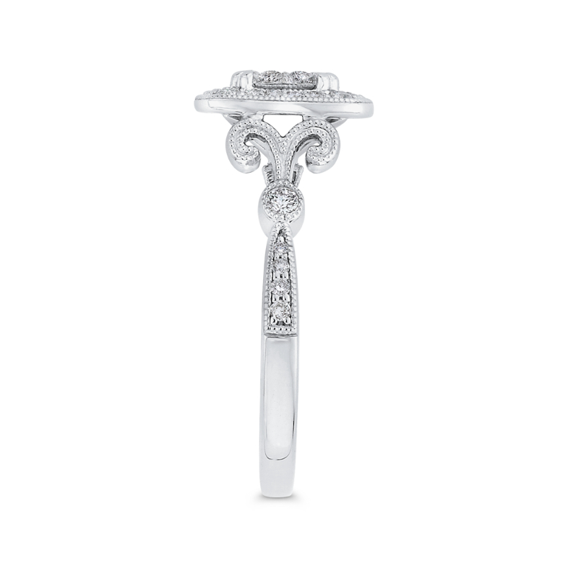 Round Diamond Halo Engagement Ring in 14K White Gold