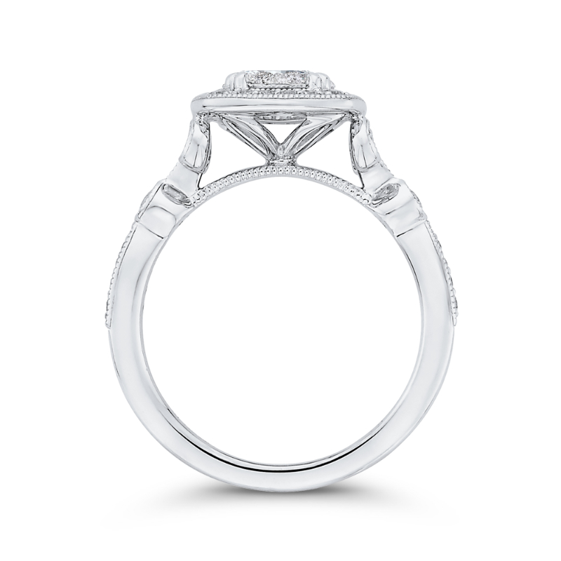 Round Diamond Halo Engagement Ring in 14K White Gold