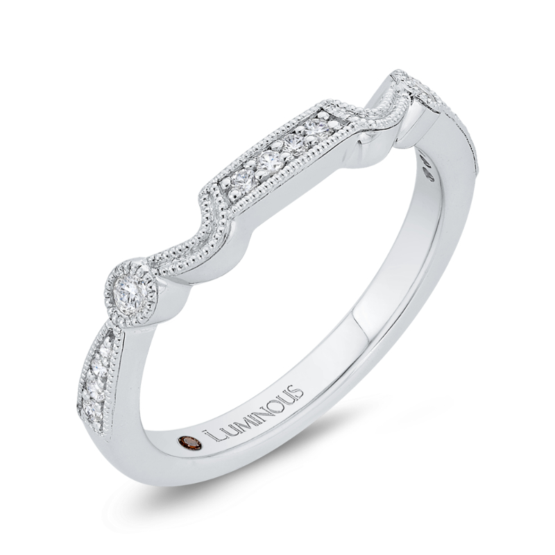 Round Diamond Half-Eternity Wedding Band in 14K White Gold
